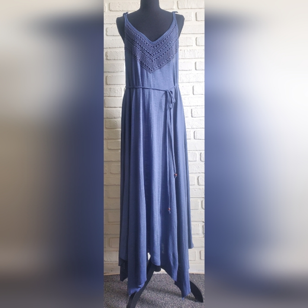 Jessica Simpson Maternity Dress Spaghetti Tie Straps Lace Rayon Asymmetrical XL